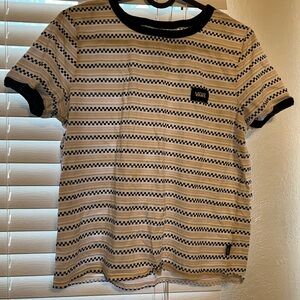 Vans Kids Chevron Stripe Tee - Black, White, and Tan